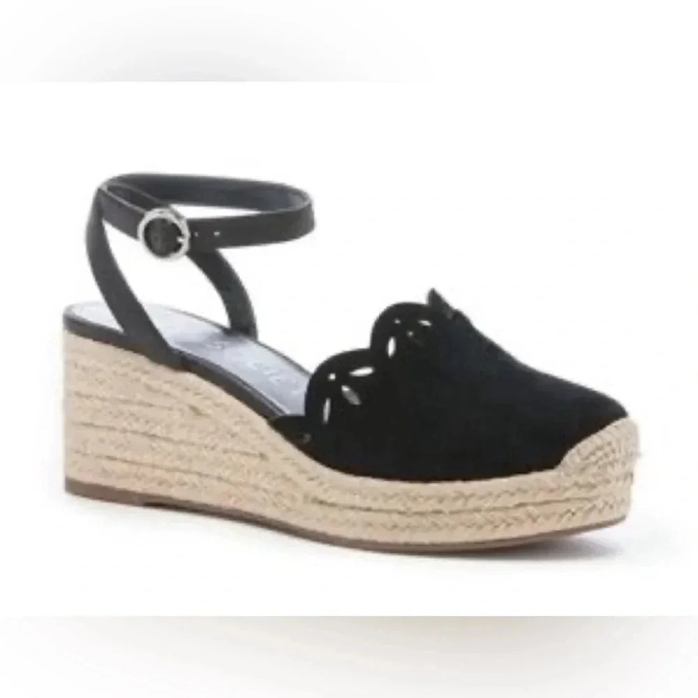 Sole Society Calysa Black Espadrille Wedges size 7